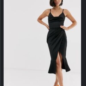 ASOS Black Asymmetrical Sheath Dress Spaghetti Strap